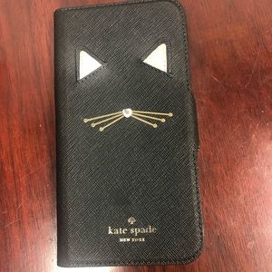 Kate Spade IPhone X cat appliqué folio case